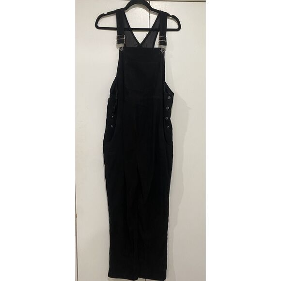 Mimi Maternity Cargo Jumpsuit Black Sz Small Polyester Faux Suede - Picture 1 of 16